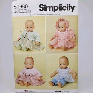 Simplicity S9660 Sewing Pattern for 15" Doll Clothes New Factory Folded FF